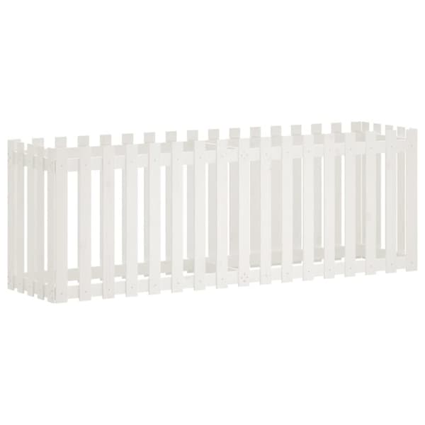vidaXL højbed med stakitdesign 200x50x70 cm massivt fyrretræ hvid
