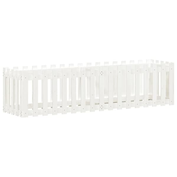 vidaXL højbed med stakitdesign 200x50x50 cm massivt fyrretræ hvid
