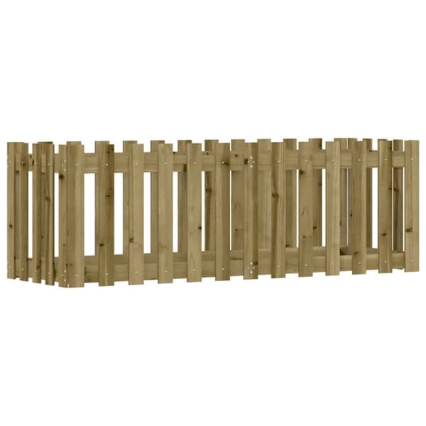 vidaXL Odlingslåda med staket-design 150x50x50 cm impregnerad furu