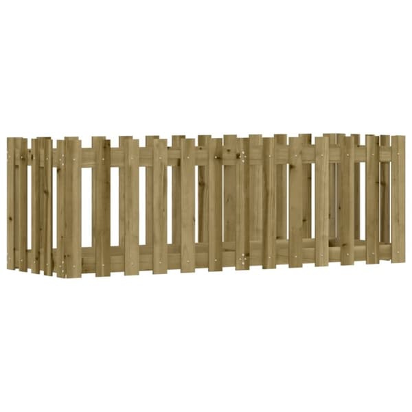 vidaXL Odlingslåda med staket-design 150x50x50 cm impregnerad furu