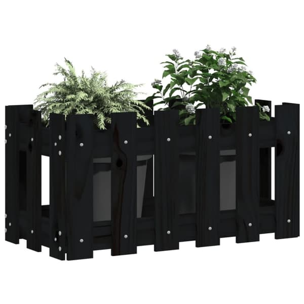vidaXL Kukkalaatikko aitamuotoilu musta 60x30x30 cm täysi mänty
