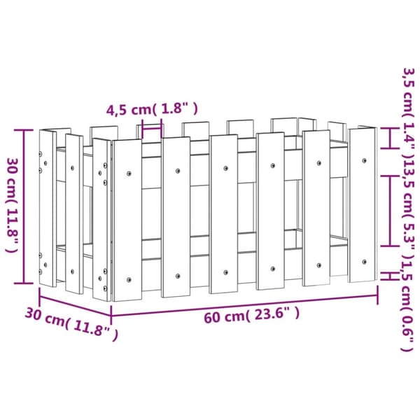 vidaXL Kukkalaatikko aitamuotoilu musta 60x30x30 cm täysi mänty