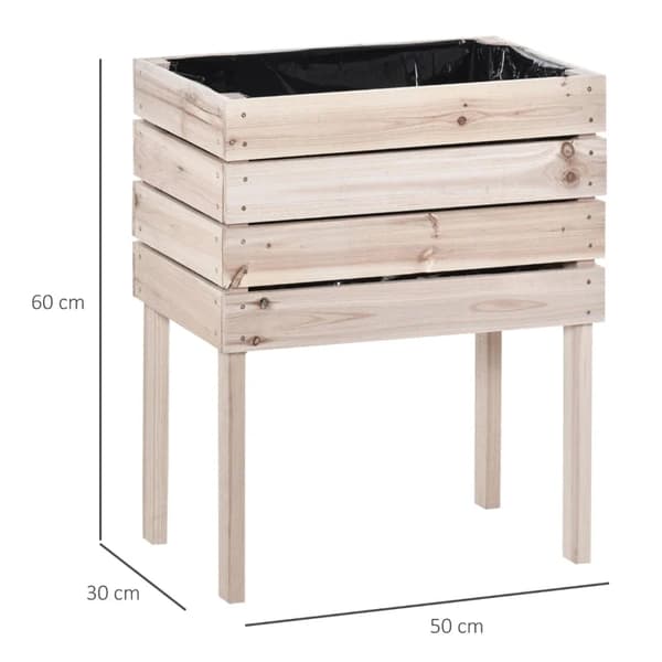Rootz 4-delt højbed - Plantekasse - Plantekasse - Lavet af træ - 4 kombinationstilstande i haven og altanen - Naturlig - 50 x 30 x 60 cm
