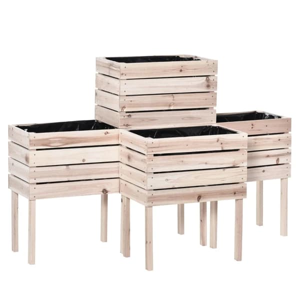 Rootz 4-delt højbed - Plantekasse - Plantekasse - Lavet af træ - 4 kombinationstilstande i haven og altanen - Naturlig - 50 x 30 x 60 cm