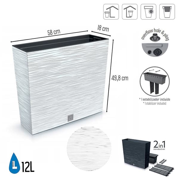 Prosperplast Blomsterkrukke 12l Furu Collection 58x18x49.8 Cm Søvfarvet