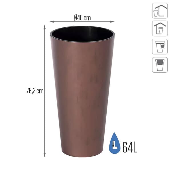 Prosperplast Kukkaruukku 64l Tubus Slim Corten Collection 40x40x76.2 Cm Kultainen