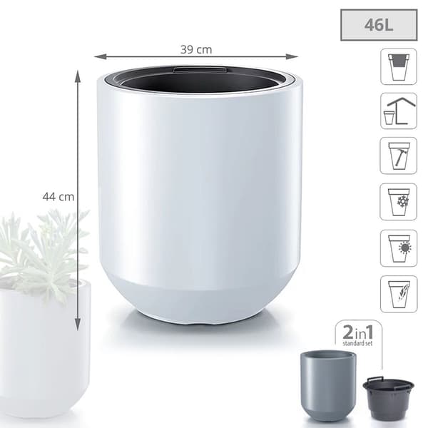 Prosperplast Blomkruka 46l Heos Collection 39x39x44 Cm Silver