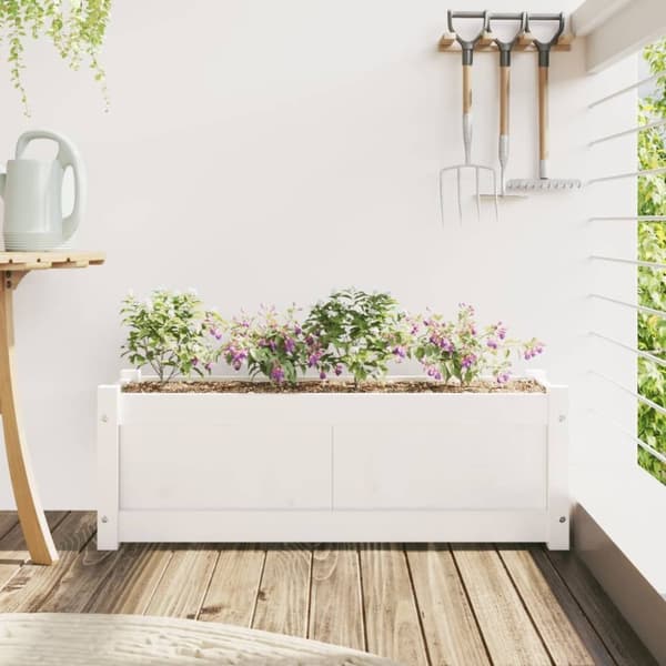 vidaXL Odlingslåda 90x31x31 cm vit massiv furu