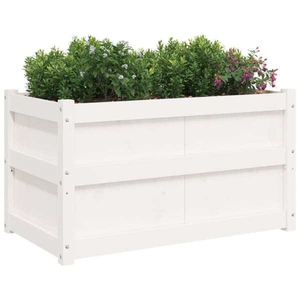 vidaXL Odlingslåda 90x50x50 cm vit massiv furu