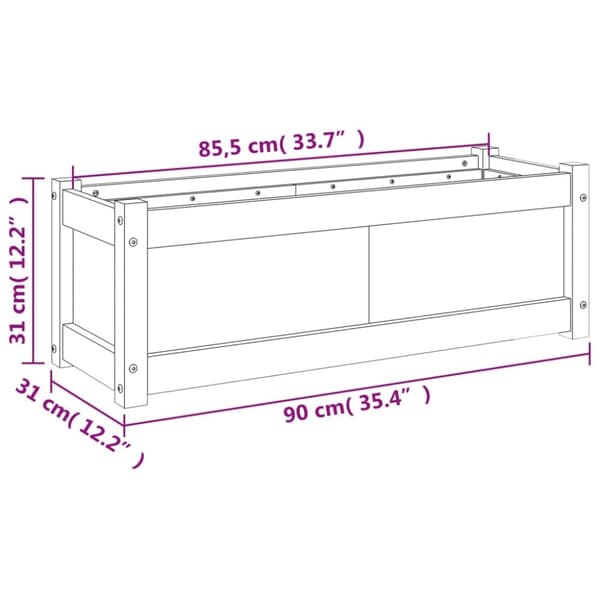 vidaXL plantekasse 90x31x31 cm massivt fyrretræ