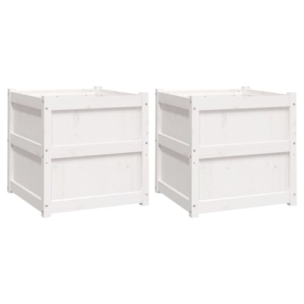 vidaXL Plantekasser 2 stk hvit heltre furu