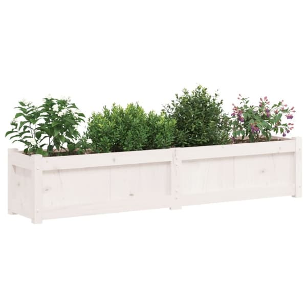 vidaXL Odlingslåda vit 150x31x31 cm massiv furu