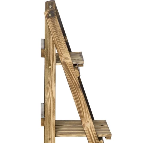 Rootz Plant Ladder - Flower Shelf - Plant Stairs - Flower Bench - Flower Stand - 3-tier - Fir Wood - Dark Brown - 40 x 37 x 93 cm