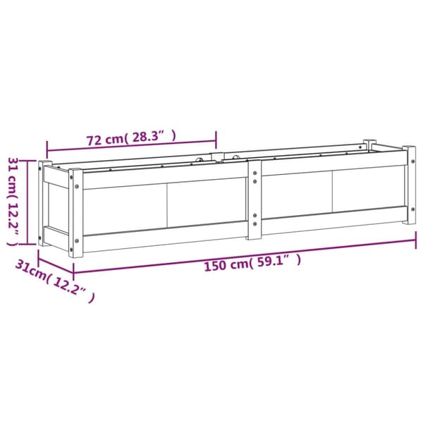 vidaXL Odlingslåda 150x31x31 cm massivt furuträ