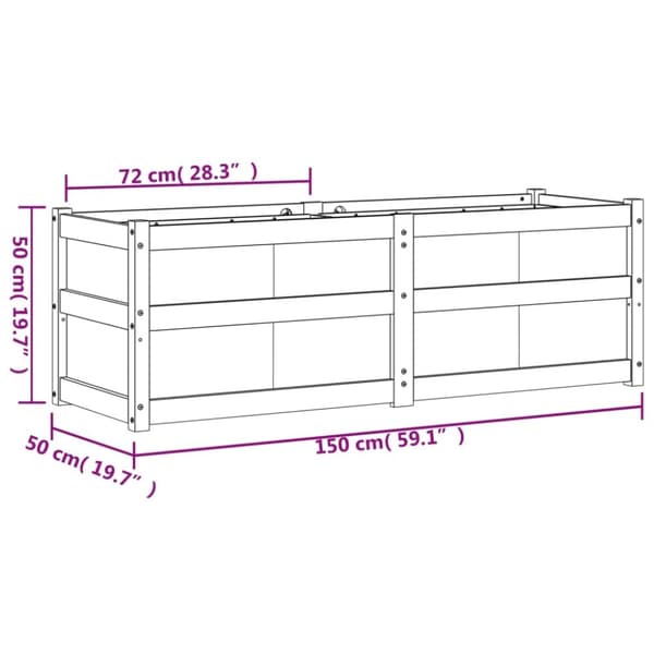 vidaXL plantekasse 150x50x50 cm massivt fyrretræ hvid