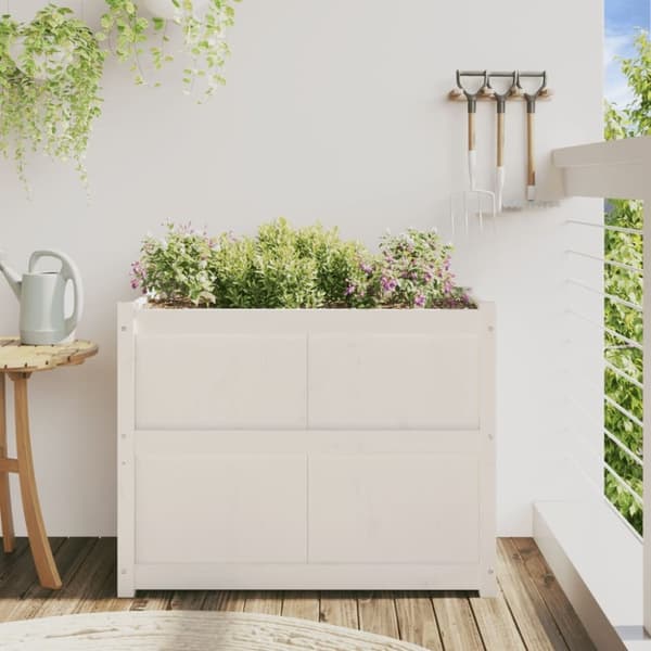 vidaXL plantekasse 90x50x70 cm massivt fyrretræ hvid