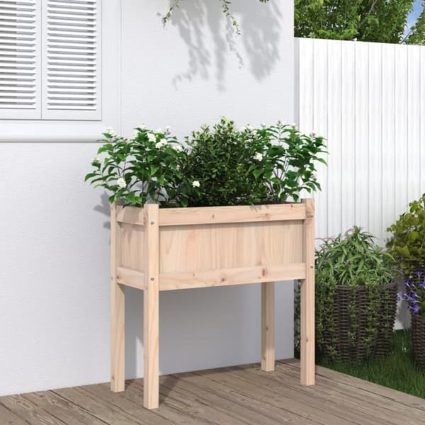 vidaXL Ulkokukkalaatikko jaloilla 70x31x70 cm täysi mänty