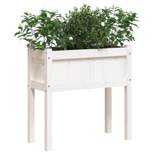 vidaXL Ulkokukkalaatikko jaloilla valkoinen 70x31x70 cm täysi mänty