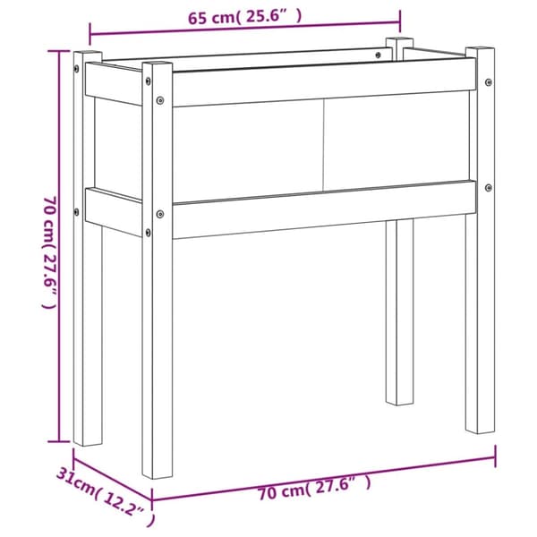 vidaXL Ulkokukkalaatikko jaloilla valkoinen 70x31x70 cm täysi mänty