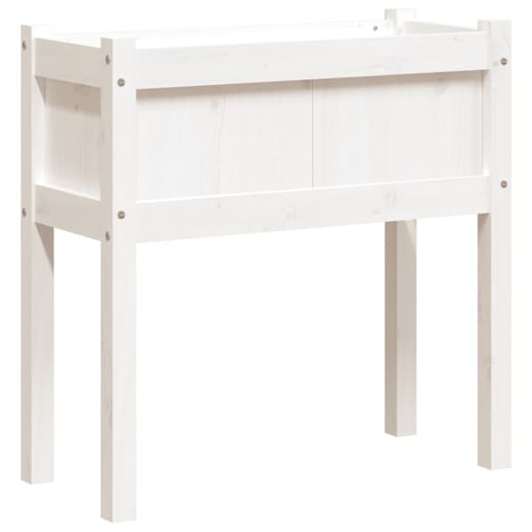 vidaXL plantekasse med ben 70x31x70 cm massivt fyrretræ hvid