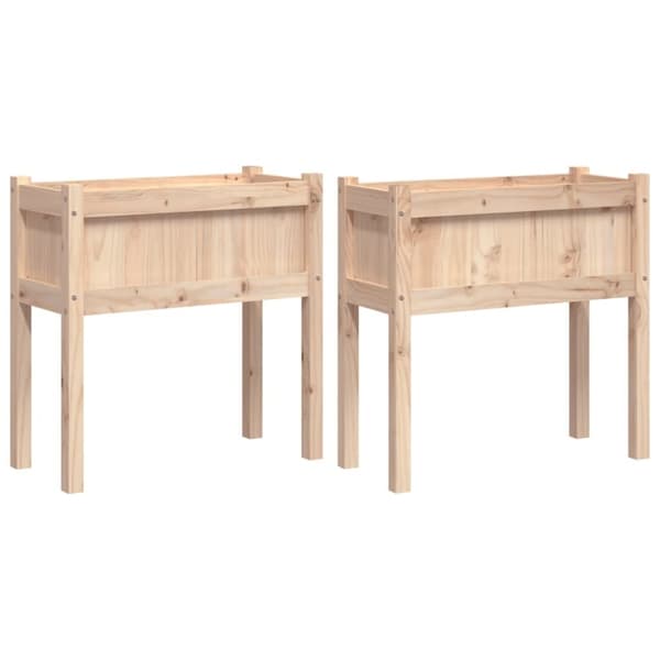 vidaXL Plantekasser med ben 2 stk hvit heltre furu