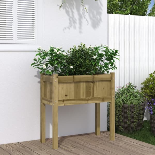 vidaXL Ulkokukkalaatikko jaloilla 70x31x70 cm kyllästetty mänty
