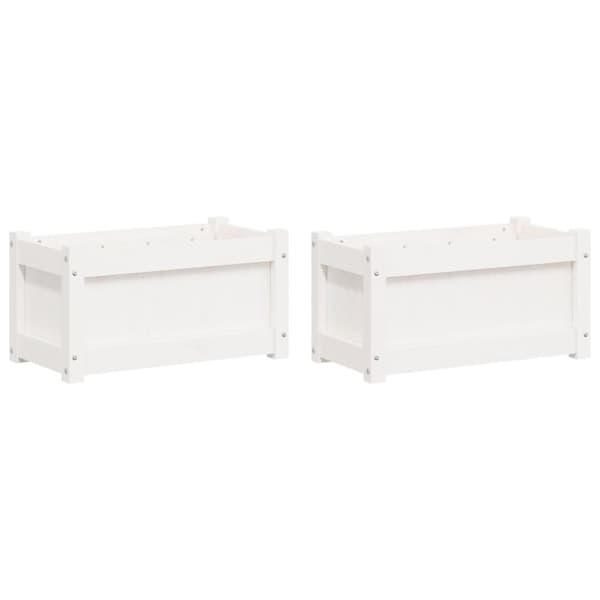 vidaXL Plantekasser 2 stk hvit heltre furu