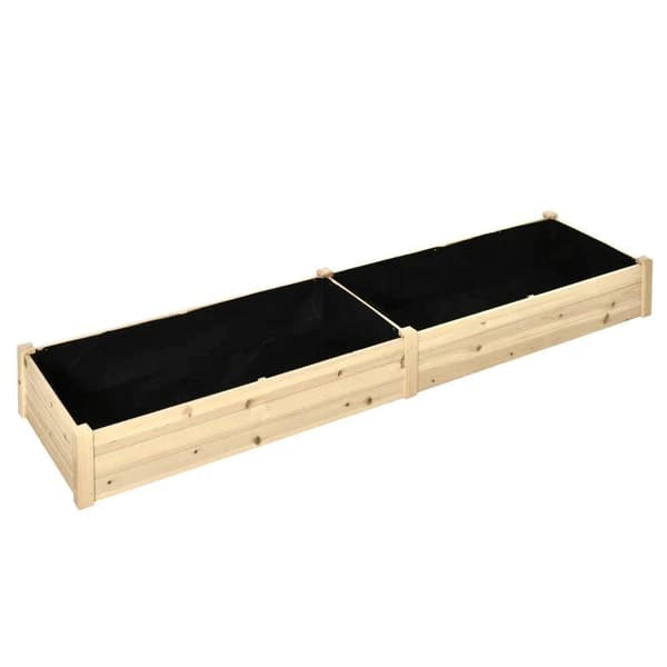 Rootz upphöjd bädd - 2 planteringsytor - Invändigt foder av fleece - Väderbeständigt - Massivt trä - 244 cm x 61,5 cm x 27 cm
