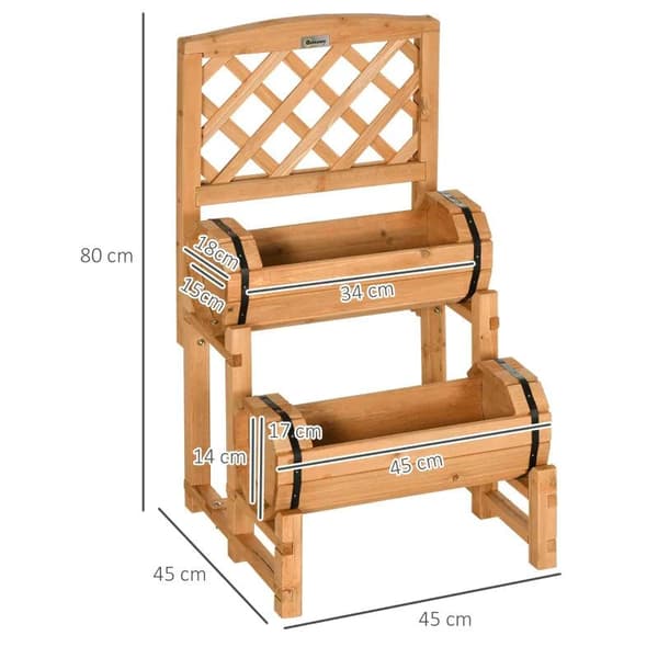 Rootz Raised Bed - Korotettu sänky maalaismainen muotoilu - Kasvikaukalo - Sis. Trellis - Säänkestävä - Käsitelty massiivipuu - 45L x 45L x 80K cm