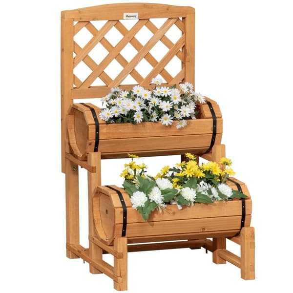 Rootz Raised Bed - Korotettu sänky maalaismainen muotoilu - Kasvikaukalo - Sis. Trellis - Säänkestävä - Käsitelty massiivipuu - 45L x 45L x 80K cm
