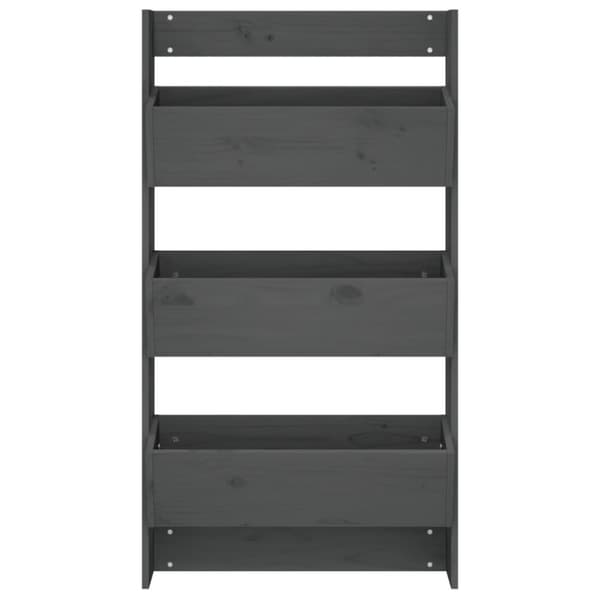 vidaXL plantevæg 60x18,5x110 cm 3 niveauer massivt fyrretræ grå