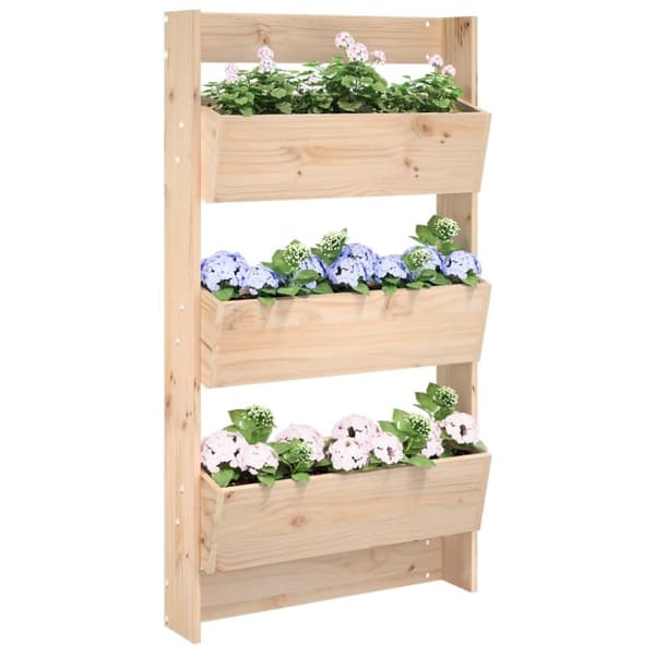 vidaXL Vegghengt plantekasse 3 etasjer 60x18,5x110 cm heltre furu