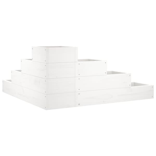 vidaXL Hageplantekasse 4 etasjer 80,5x79x36 cm hvit heltre furu