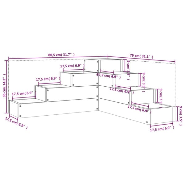 vidaXL Hageplantekasse 4 etasjer 80,5x79x36 cm hvit heltre furu