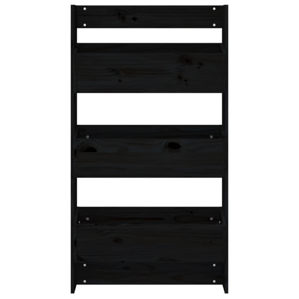 vidaXL plantevæg 60x18,5x110 cm 3 niveauer massivt fyrretræ sort