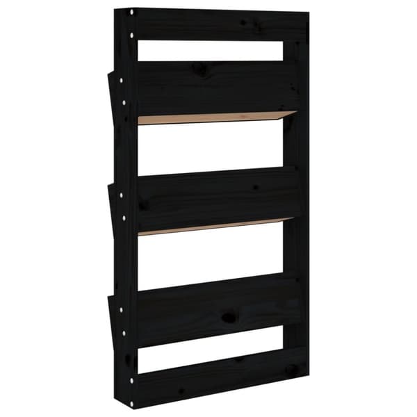 vidaXL plantevæg 60x18,5x110 cm 3 niveauer massivt fyrretræ sort