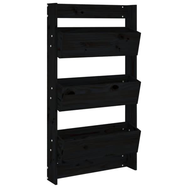 vidaXL plantevæg 60x18,5x110 cm 3 niveauer massivt fyrretræ sort
