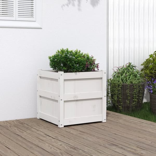 vidaXL plantekasse 50x50x50 cm massivt fyrretræ hvid