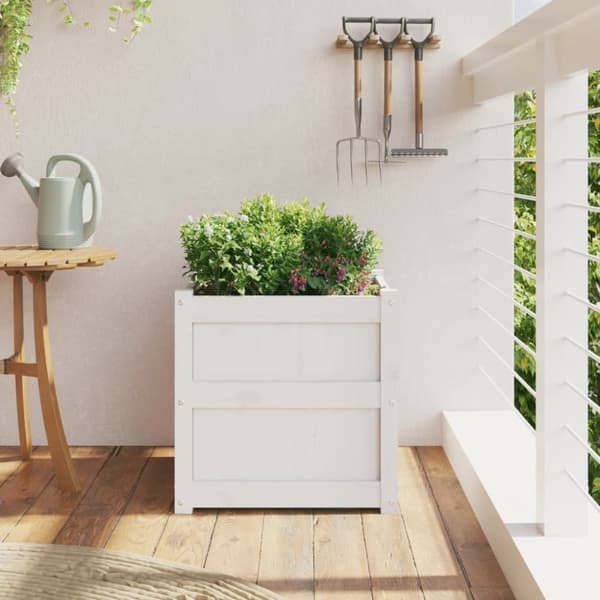vidaXL plantekasse 50x50x50 cm massivt fyrretræ hvid