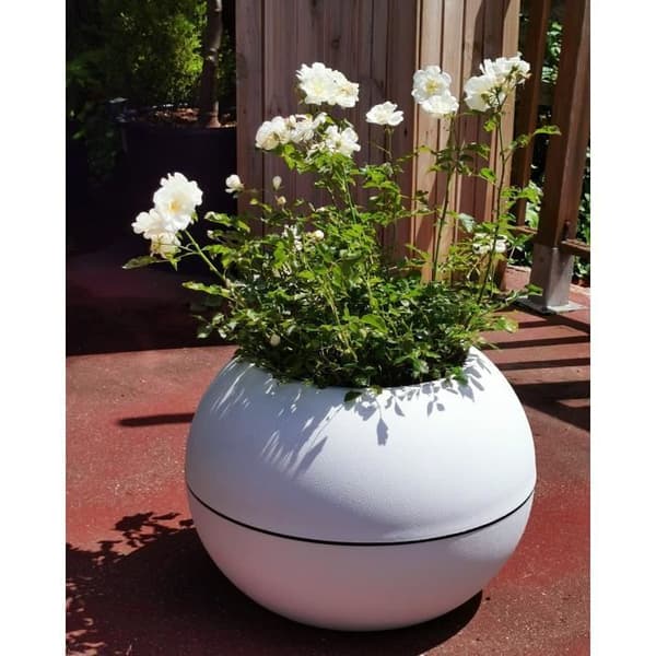RIVIERA GRANIT BOULE rund blomsterlåda - Plast - Diameter 40 cm - Vit