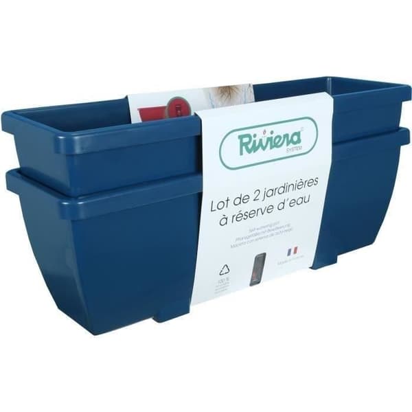 RIVIERA EVA blomlåda - Set med 2 planteringskärl - Plast - 57 cm - Blå