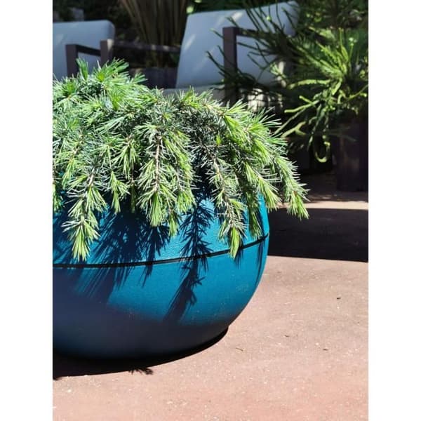 RIVIERA GRANIT BOULE rund blomsterlåda - Plast - Diameter 40 cm - Blå