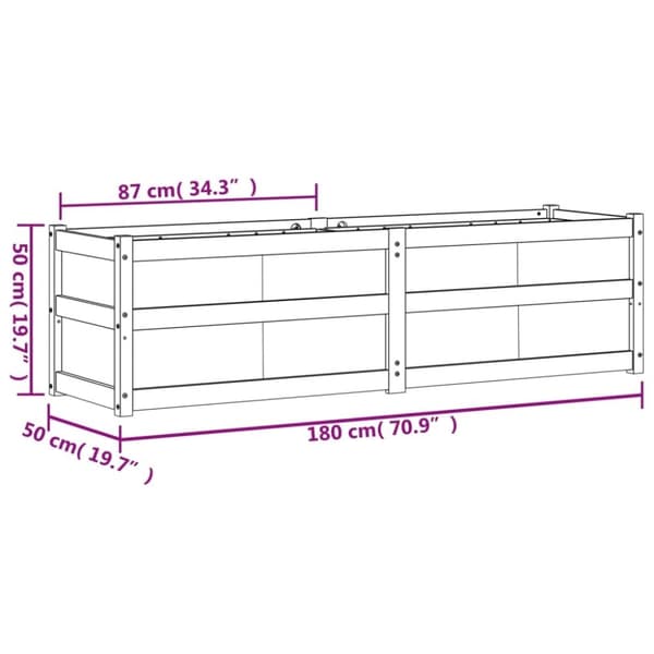 vidaXL Hageplantekasse 180x50x50 cm heltre furu