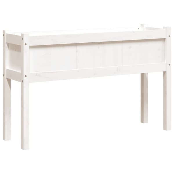 vidaXL plantekasse med ben 110x31x70 cm massivt fyrretræ hvid