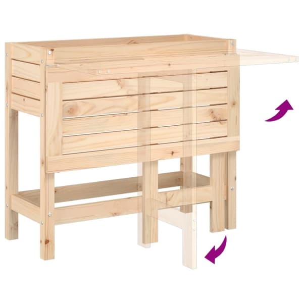 vidaXL Plantekasse med foldbar bordplate heltre furu