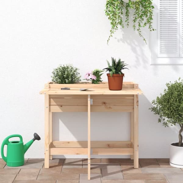 vidaXL Plantekasse med foldbar bordplate heltre furu