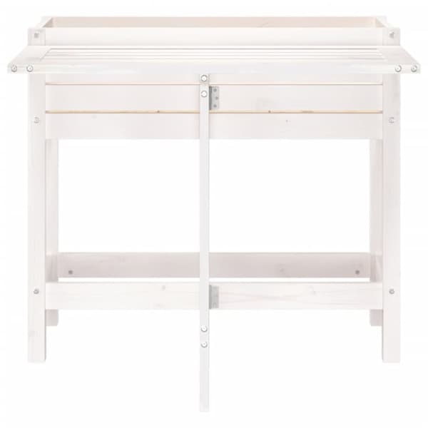 vidaXL Plantekasse med foldbar bordplate hvit heltre furu