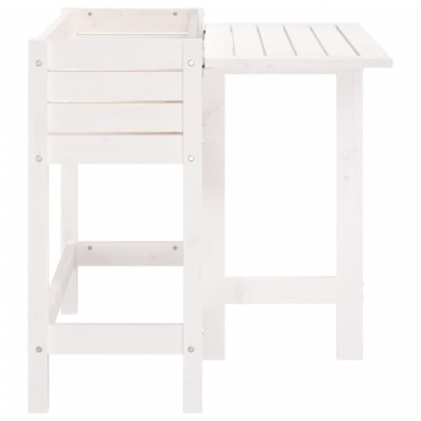 vidaXL Plantekasse med foldbar bordplate hvit heltre furu