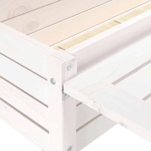 vidaXL Plantekasse med foldbar bordplate hvit heltre furu