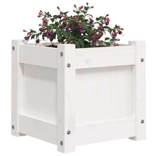 vidaXL Plantekasser 2 stk hvit heltre furu